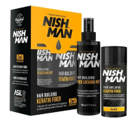 Камуфляж для залисин Nishman Hair Building (пудра 20г + фіксатор 100мл) світло-коричневий