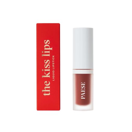 Фото товару: Рідка Матова Помада для губ з вітаміном Е Liquid Lipstick The Kiss Lips Paese 3,4ml - (04) rusty red