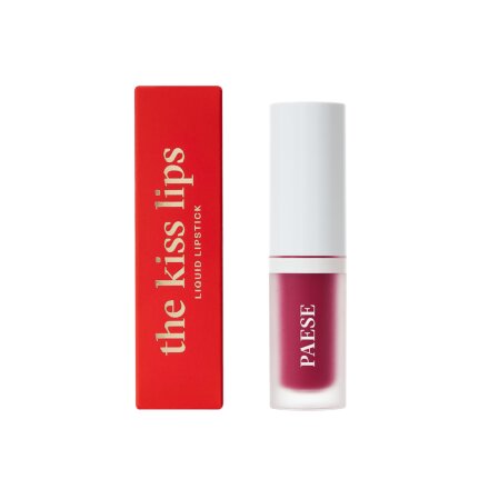 Фото товару: Рідка Матова Помада для губ з вітаміном Е Liquid Lipstick The Kiss Lips Paese 3,4ml - (05) raspberry red